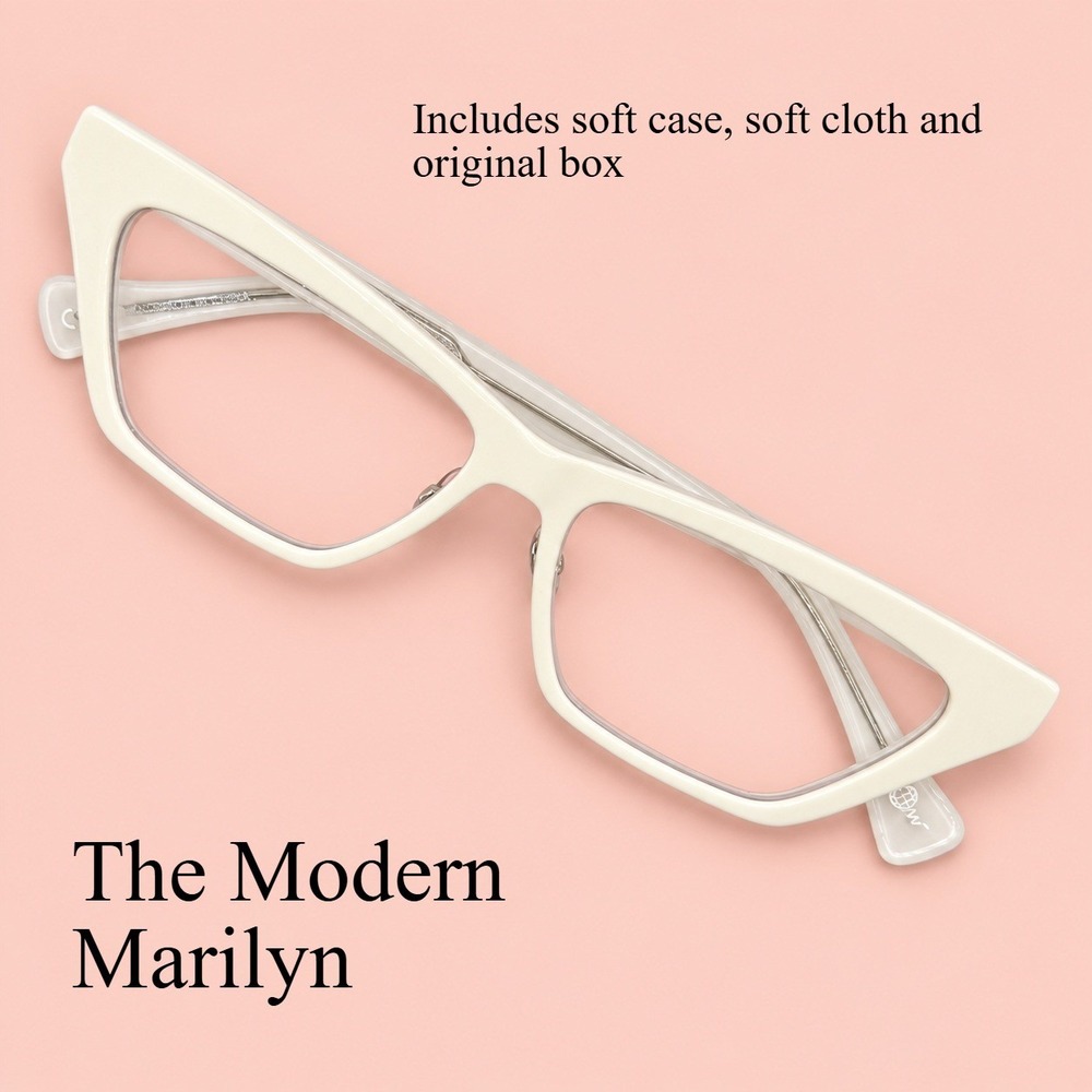 Anthro Zigi + Marais Modern Marilyn Sugar White Cat Eye Blue Light Readers +1.50